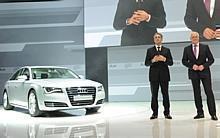 Weltpremiere des Audi A8 - vorgestellt von Audi-Chef Rupert Stadler und Technik-Vorstand Michael Dick. Foto: unitedpictures/auto-reporter.net